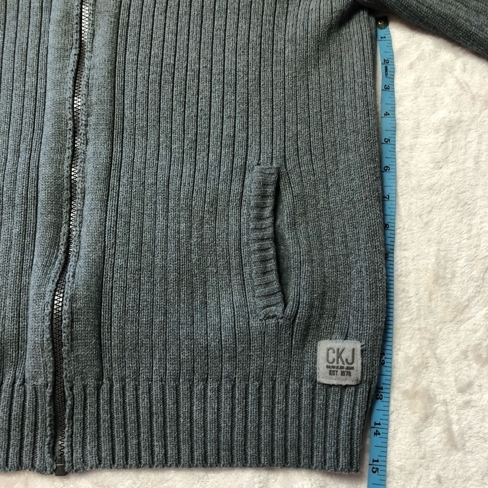 Calvin Klein Grey Zip Up Sweater Med - Picture 9 of 10
